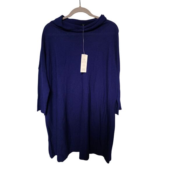 Eileen Fisher Dresses & Skirts - NWT Eileen Fisher Merino Wool Sweaterdress XL Blue Cozy Luxe Teacher Dress Fall